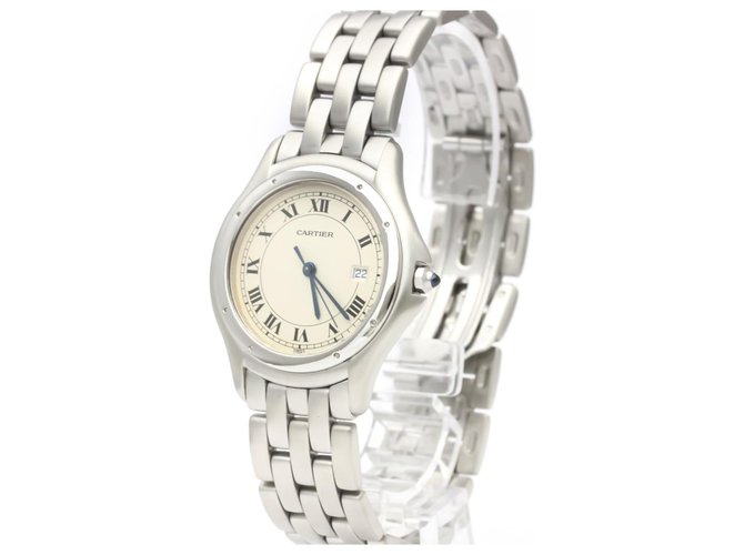 Cartier Silver Stainless Steel Panthere Cougar Quartz 987904 Silvery White Metal  ref.139391