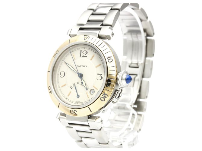 Cartier Silver Stainless Steel and 18K Yellow Gold Pasha Automatic W31012H3 Silvery White Metal  ref.139395