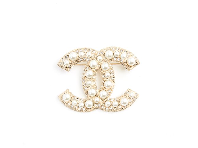 Chanel LARGE CC DIAMONDS AND PEARLS Golden Metal  ref.139414
