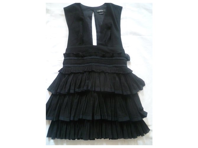 Isabel Marant robe noire à volants Coton  ref.115126