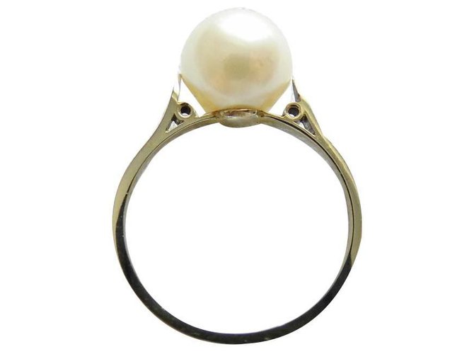 Autre Marque white gold ring 18k pearl of culture  ref.139419