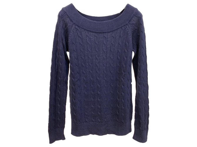 Lauren - Ralph Lauren Navy blu knitted sweater Navy blue Cotton  ref.139439