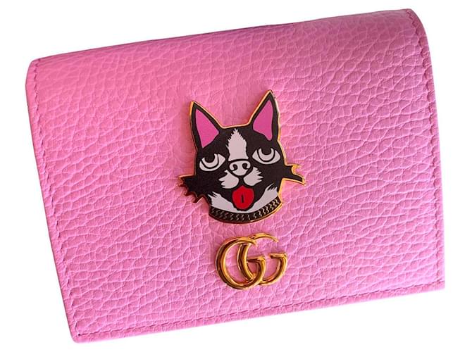Gucci Pink card wallet with Bosco patch Leather  ref.139503