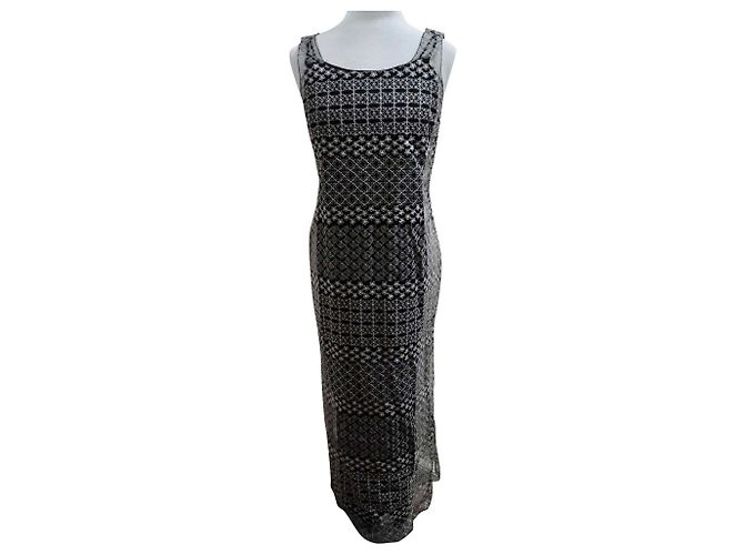 Sportmax 2-Schicht schwarz und weiß langes Kleid. ES 38