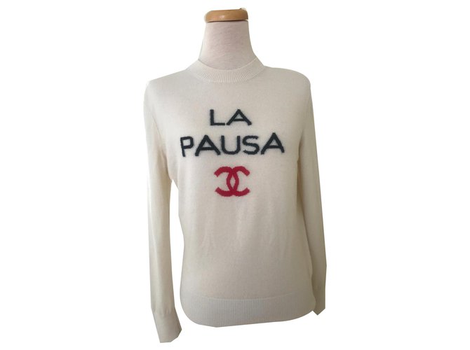 Chanel 2019 La Pausa Cashmere Sweater White  ref.139518