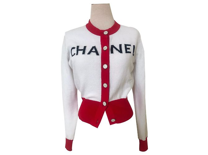 Chanel 2019 Cardigan bianco rosso