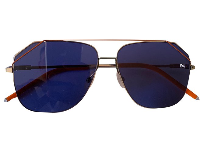 Fendi Fiend Sonnenbrille Silber Blau Orange Metall  ref.139535