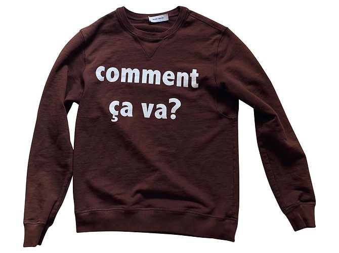 Mauro Grifoni Brauner Baumwollpullover Comment Ca Va Weiß