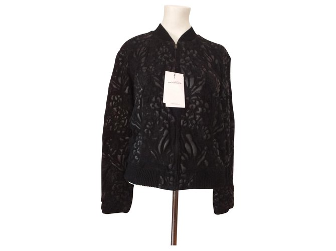 Antik Batik Jackets Black Leather Polyester  ref.139713