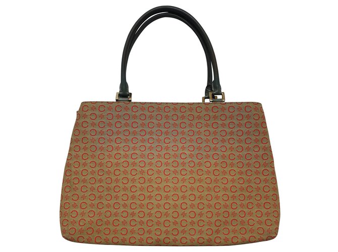 Céline Pano vintage e bolsa de couro Vermelho Verde oliva  ref.139714