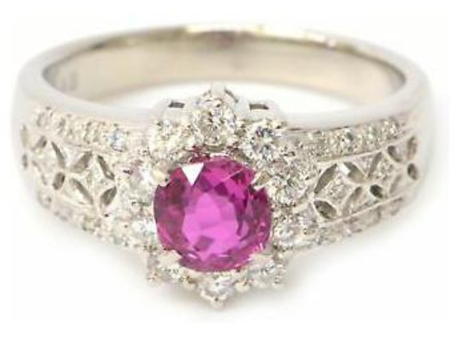 Autre Marque Unbranded Ruby Diamonds Ring Silvery Platinum  ref.139733