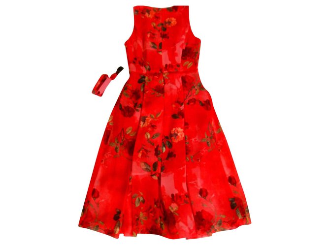 Zapa dress, red with floral pattern Viscose  ref.139749