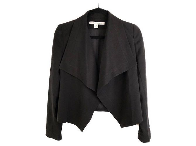 Diane Von Furstenberg DVF Olympia Wasserfall Blazer Schwarz