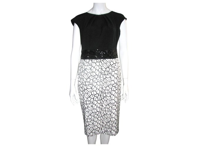 Escada Black and white silk dress Cotton Viscose Elastane  ref.139837