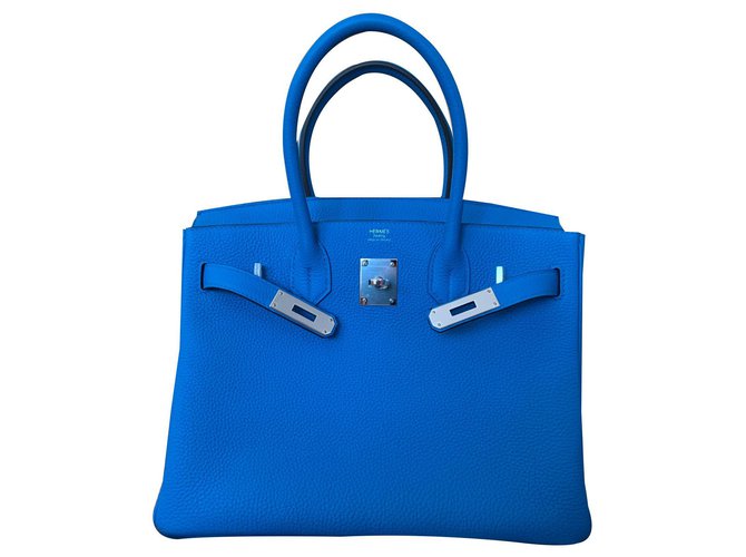 Hermès Birkin 30 Zanzibar / malaquita Azul Couro  ref.139862