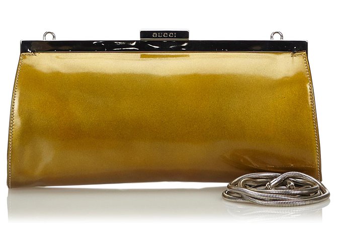 Gucci Gold Lackleder Clutch Bag Silber Golden Metall  ref.139925