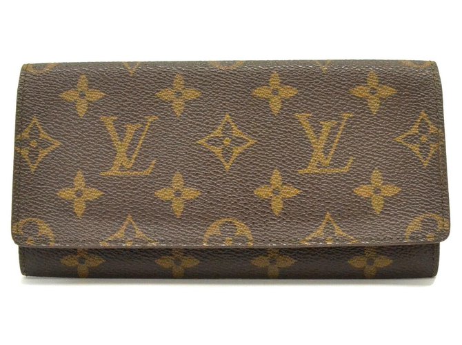 Louis Vuitton Lange Geldbörse Braun Leinwand  ref.139972