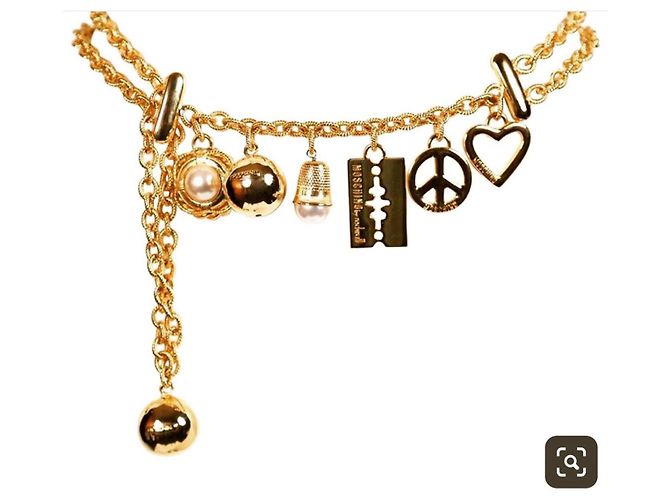 raro!! 1990Cinto de Charme Dourado Moschino