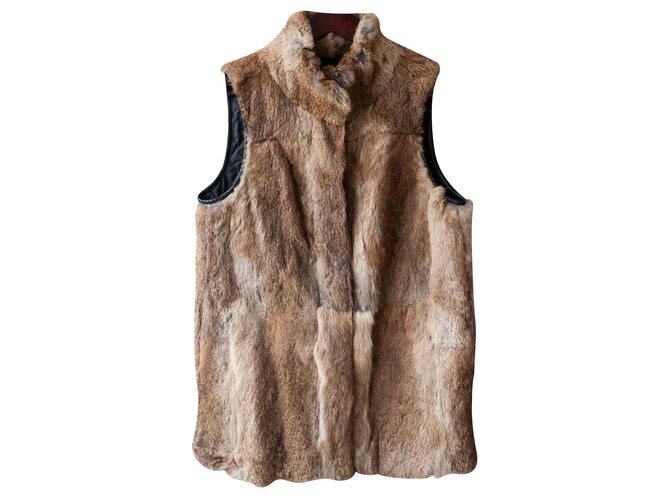 Zapa Paris Fona women vest waistcoat 100% Rabbit Fur Brown  ref.140003