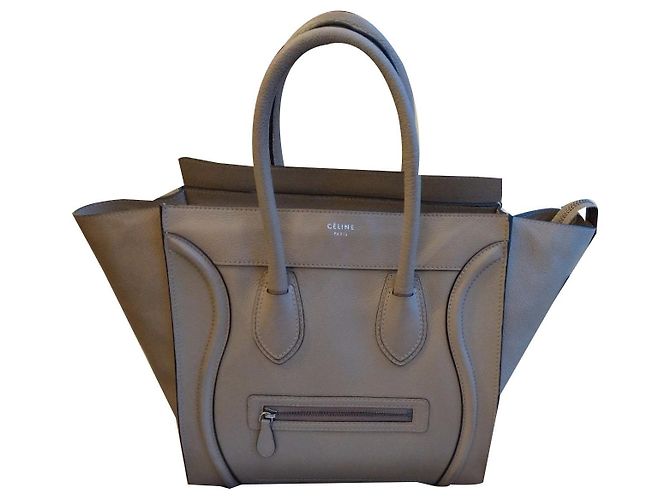 Céline Luggage Mini Handtasche Beige Leder