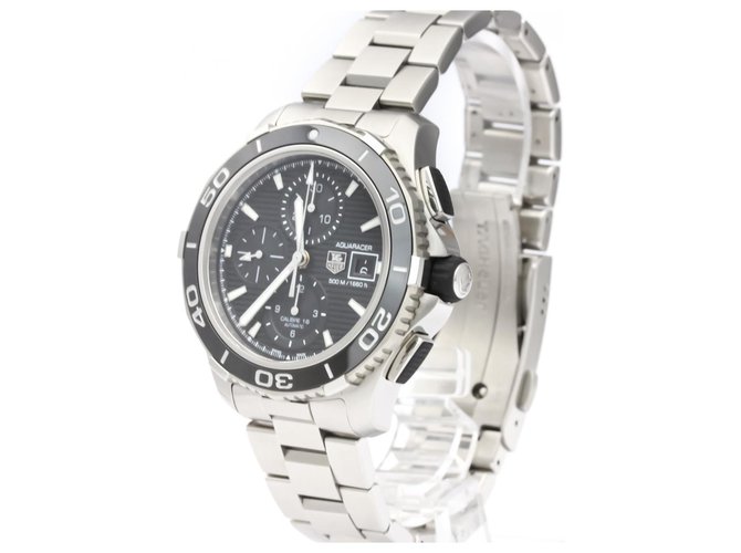 Tag Heuer Silver Stainless Steel Aquaracer Automatic CAK2110 Black Silvery Metal  ref.140028