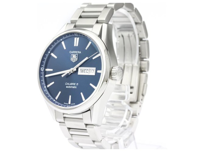 Tag Heuer Silver Stainless Steel Carrera Automatic WAR201E Silvery Blue Metal  ref.140035