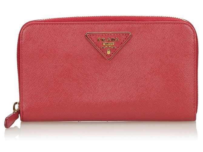 Carteira Continental Prada Pink Saffiano Leather Rosa Couro  ref.140060