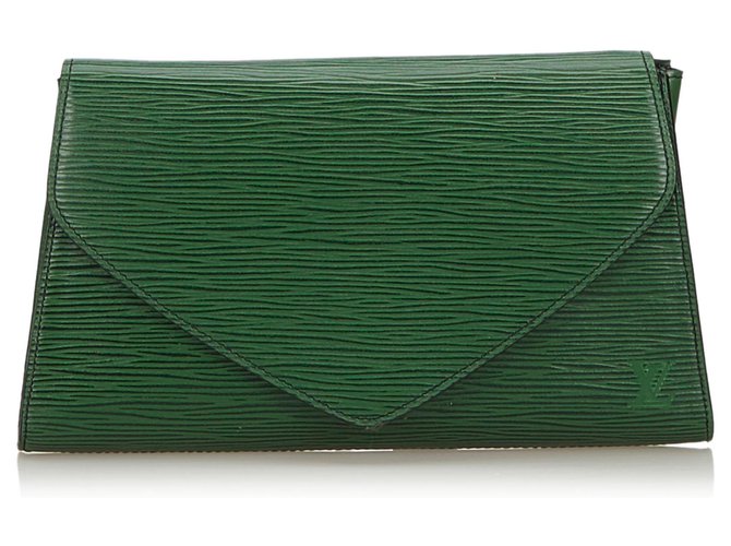 Louis Vuitton - Grüne Epi - Art Deco Clutch Leder  ref.140070