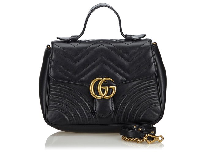 Gucci Black GG Marmont Satchel Leather  ref.140094