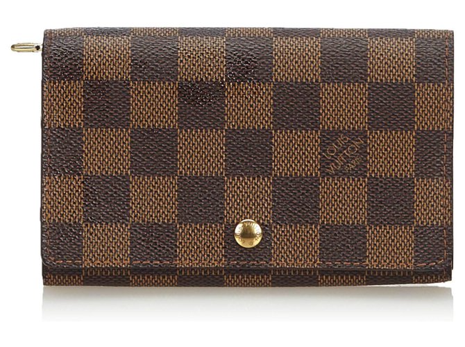 Louis Vuitton Brown Damier Ebene Flap Small Wallet Cloth  ref.140105