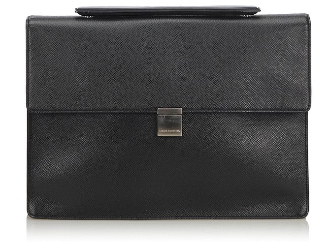 Louis Vuitton Porte-document Angara Taiga Noir Porte-Document Cuir  ref.140106