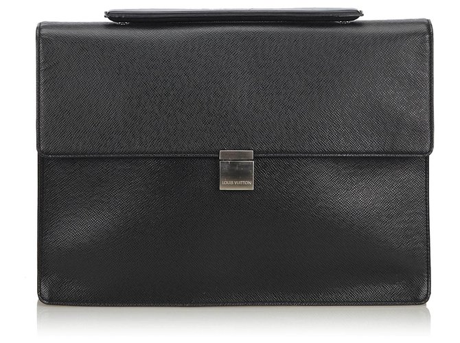 Louis Vuitton Black Taiga Porte-Document Angara Briefcase Nero Pelle  ref.140106