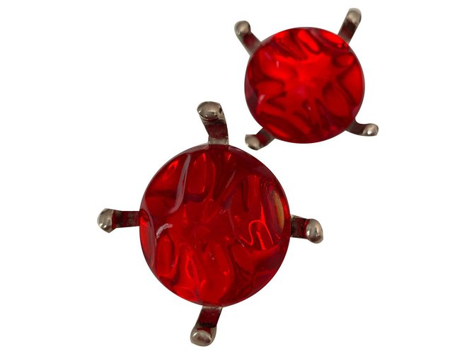Yves Saint Laurent earrings Red Metal  ref.140131