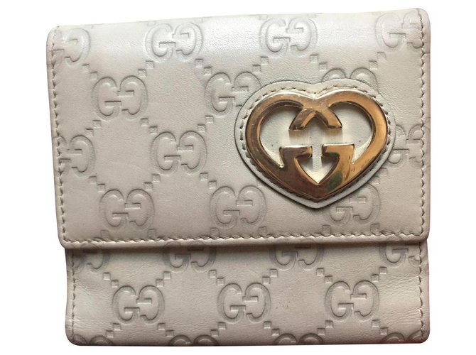 Gucci porte monnaie Cuir Blanc cassé  ref.140171