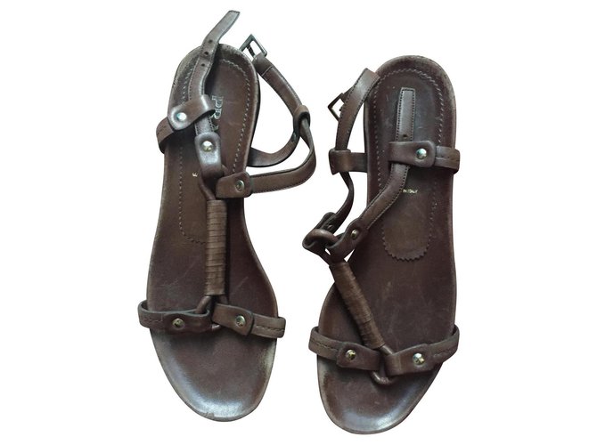 Prada sandals Brown Leather  ref.140173