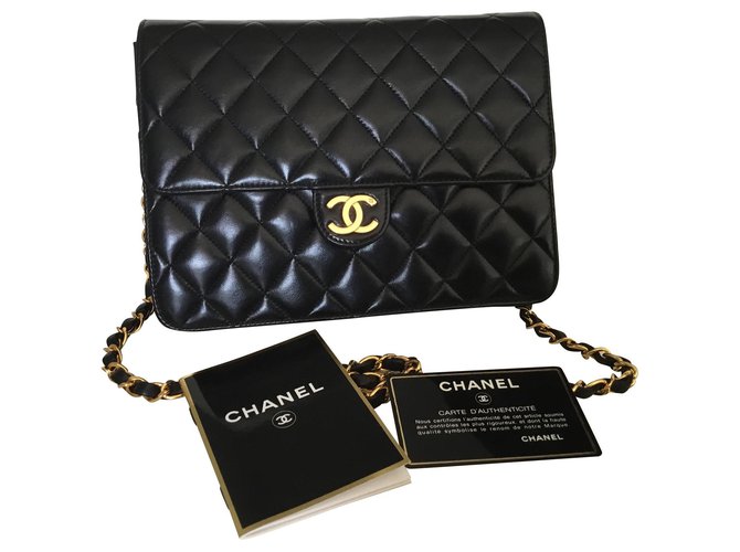 Timeless Mala Chanel clássica e intemporal Preto Pele de cordeiro  ref.140351