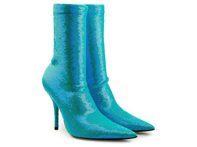 Balenciaga sequin boots Blue Cloth  ref.140382