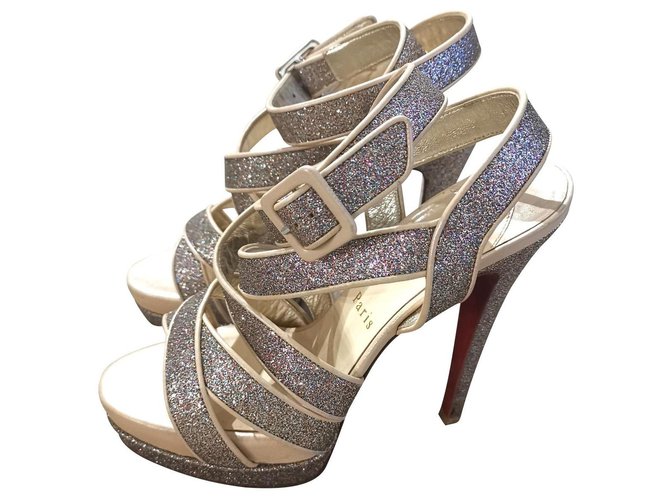 silver glitter louboutin heels