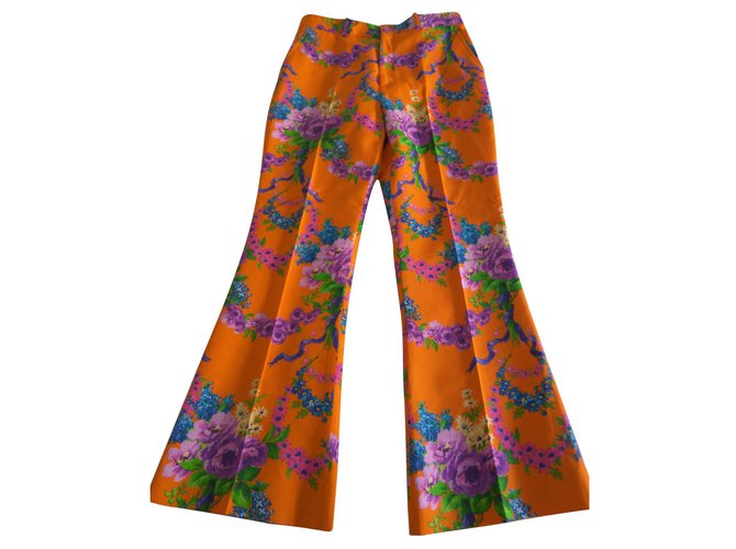 Pantaloni Gucci Arancione Seta Lana Viscosa  ref.140404