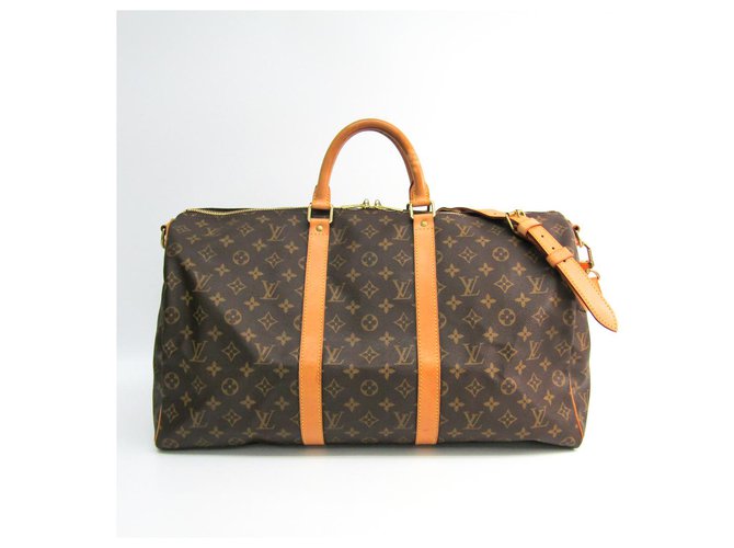 Louis Vuitton Brown Monogram Keepall Bandouliere 50 Leather Cloth  ref.140424