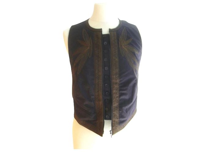 Chaleco Kenzo bordado de algodón negro y bronce