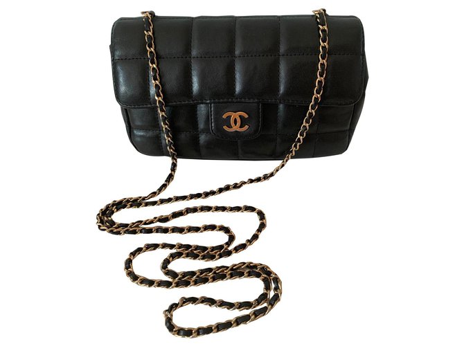 Classique Chanel Mini Cuir Noir  ref.140449