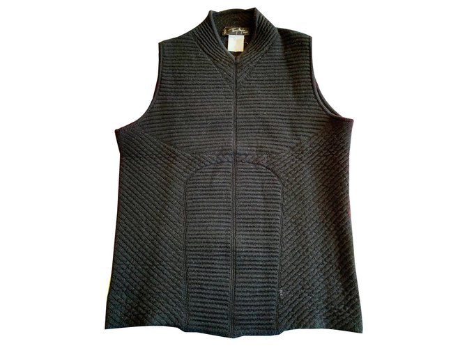 Thierry Mugler Camiseta de tirantes de lana merino anatómica Negro  ref.140461