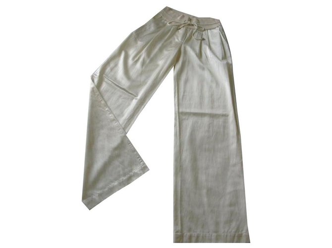 Bcbg Max Azria Pantalons, leggings Viscose Crème  ref.140465