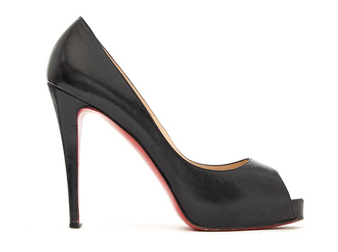 Christian Louboutin Very private 120 Kid Black P40.5 Leather  ref.140467