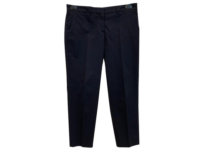 Miu Miu Navy blu textured sartorial trousers Navy blue Cotton  ref.140472