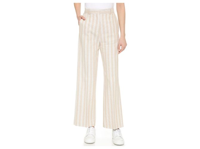 Pantalones anchos Acne Studios beige algodón lino