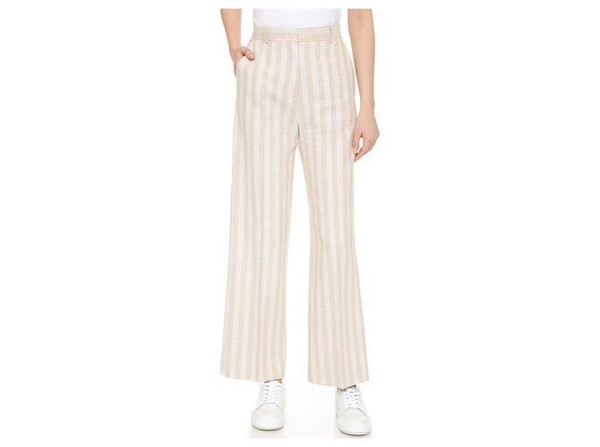 Acne Pantaloni, ghette Beige Cotone Biancheria  ref.140481