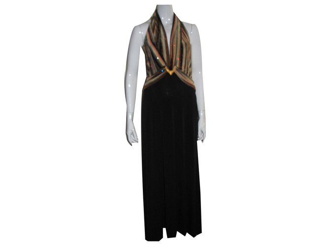 Joseph Ribkoff Evening gown Black Multiple colors Golden Elastane Acetate  ref.140493