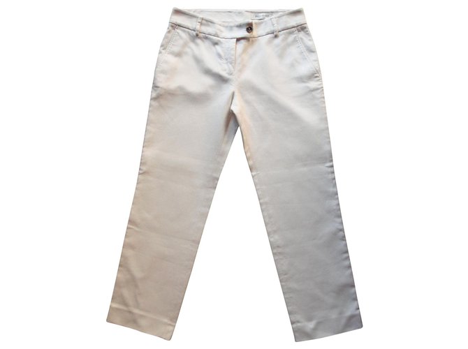 Yves Saint Laurent Pantalones de algodón blanco  ref.140510